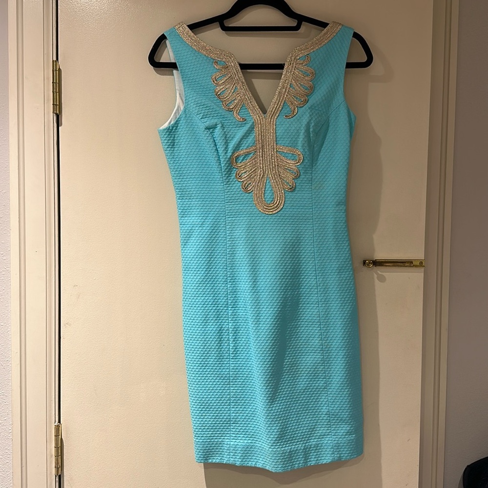 Lilly Pulitzer Teal Gold Dress